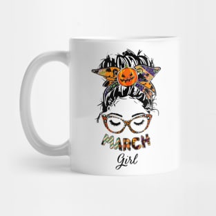 March Girl Halloween Face Wink Eyes Pumpkin Mug